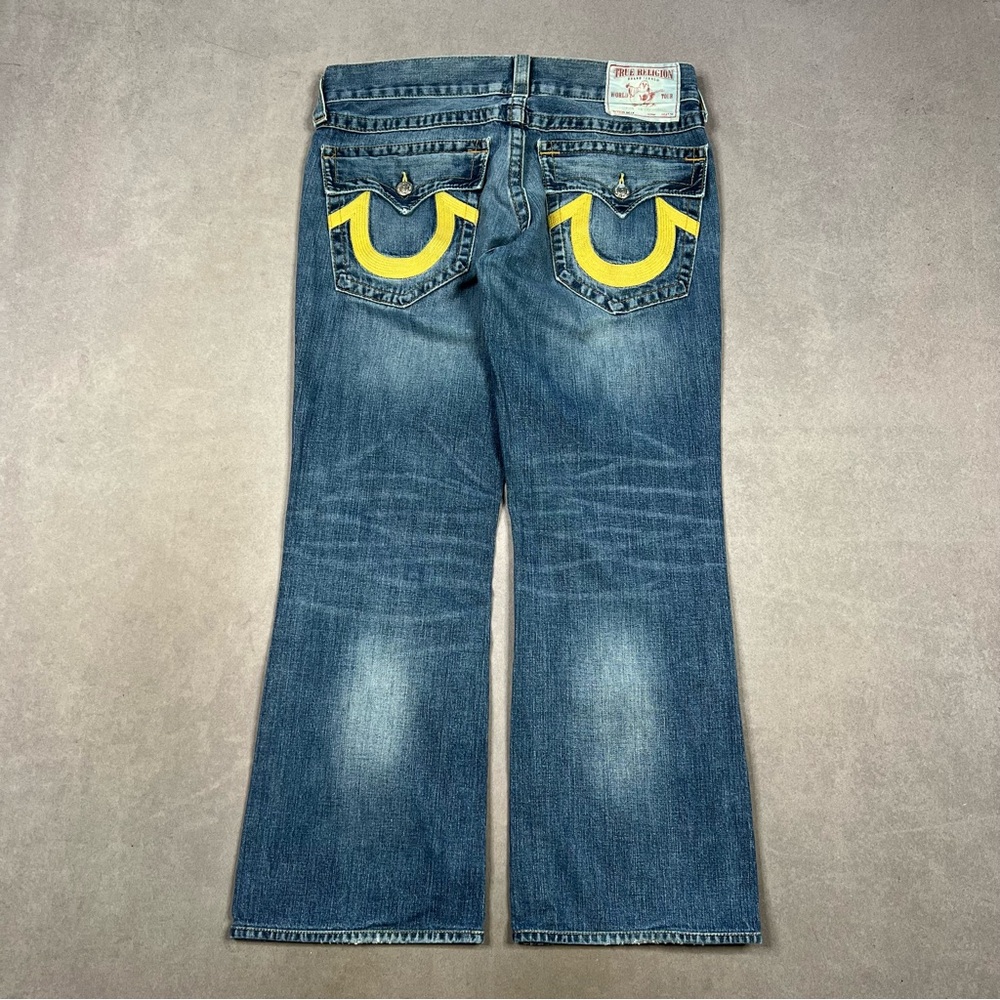 True Religion Denim Jeans with Bold Yellow Accents